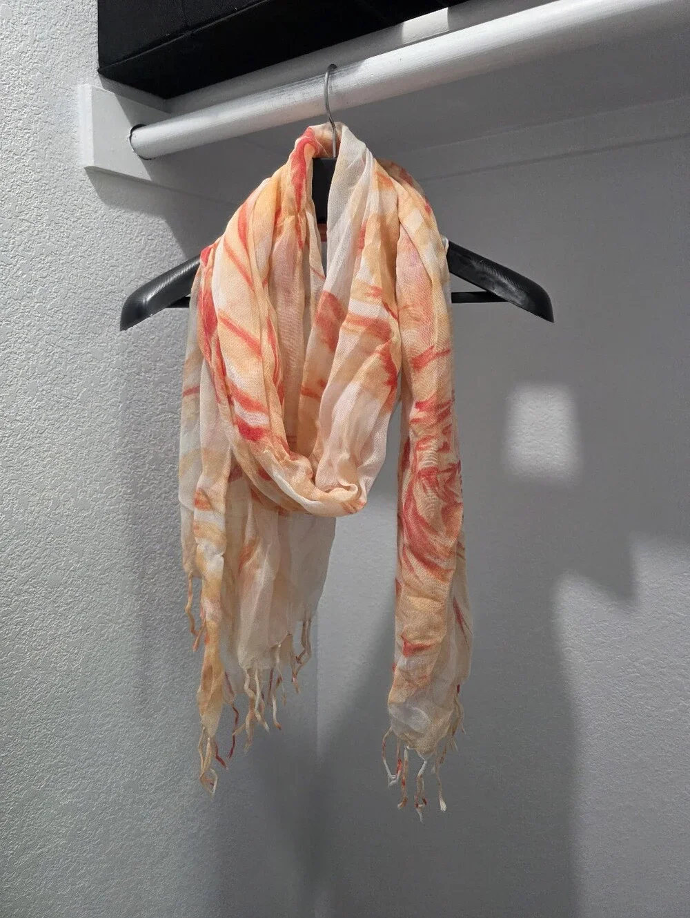 Women's Peach Orange White Scarf